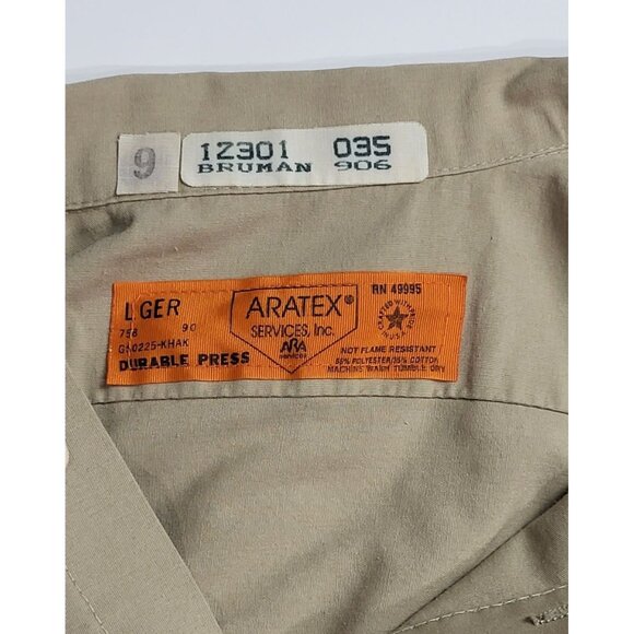 USAir Beige Work Shirt With Lead Mechanic Patch & Name Tag Vintage Size Large - Picture 10 of 10